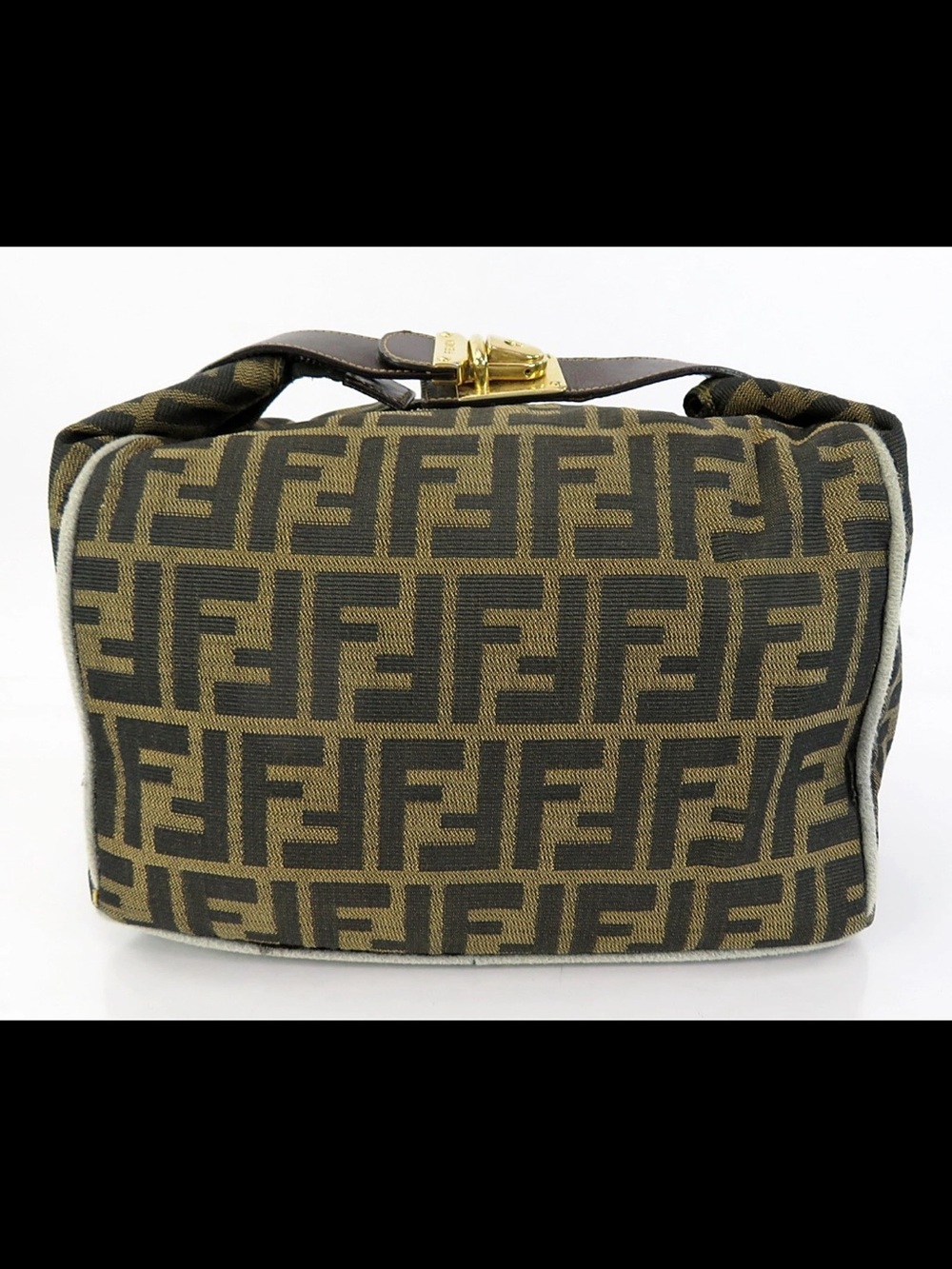 Fendi Brown FF Monogram Toiletry Pouch with Gold Hardware